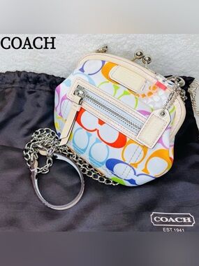 Coach Y2K Rainbow Monogram KissLock Crossbody EUC w dust bag
